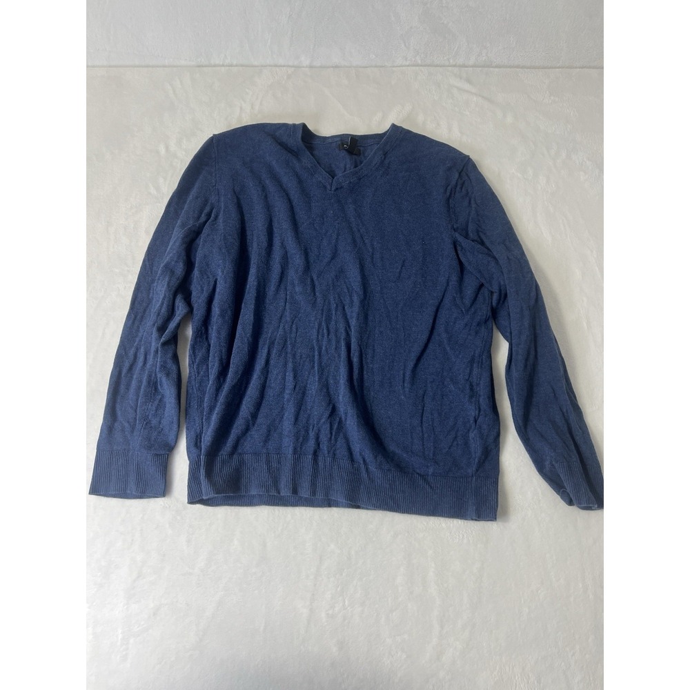 Alfani Merino Wool Sweater V Neck Blue Mens Size Large